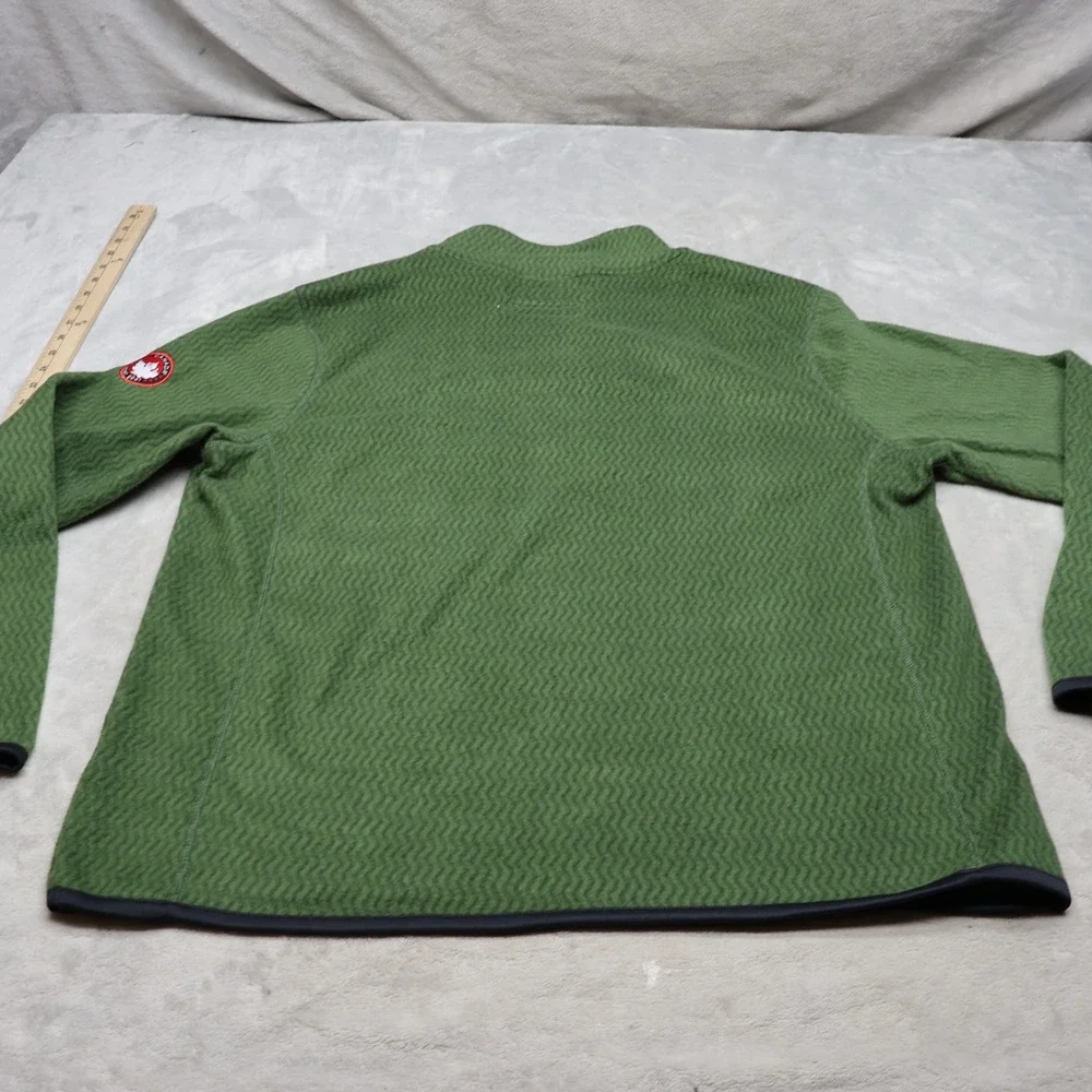 Canada Weathergear Sweater Men XL Green Textured Fleece 1/4 Zip Pullover Outdoor